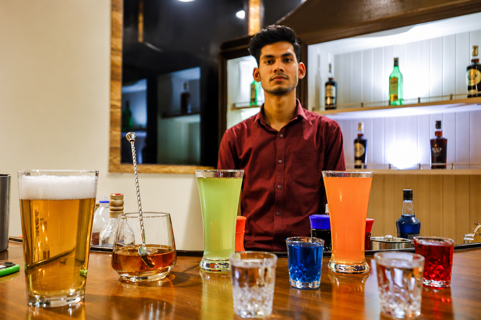 A sophisticated hotel concierge area.